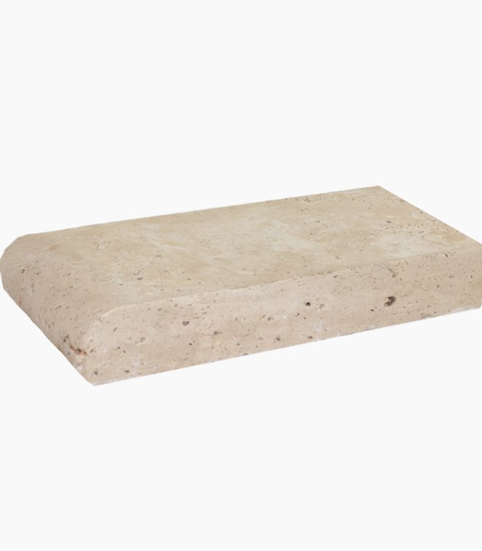 4x9x1 IVORY Premium- SELECT Tumbled Travertine COPING 4x9 IVORY TUMBLED TRAVERTINE COPING - Image 1