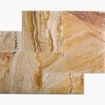 FRENCH PATTERN AUTUMN BLEND BRUSHED CHISELED TRAVERTINE TILE