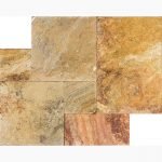 FRENCH PATTERN AUTUMN BLEND TUMBLED TRAVERTINE PAVER