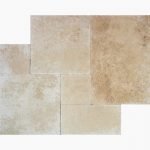 FRENCH PATTERN IVORY TUMBLED TRAVERTINE PAVER