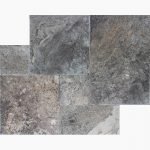 FRENCH PATTERN SILVER BRUSHED CHISELED TRAVERTINE TILE
