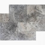 FRENCH PATTERN SILVER TUMBLED TRAVERTINE TILE